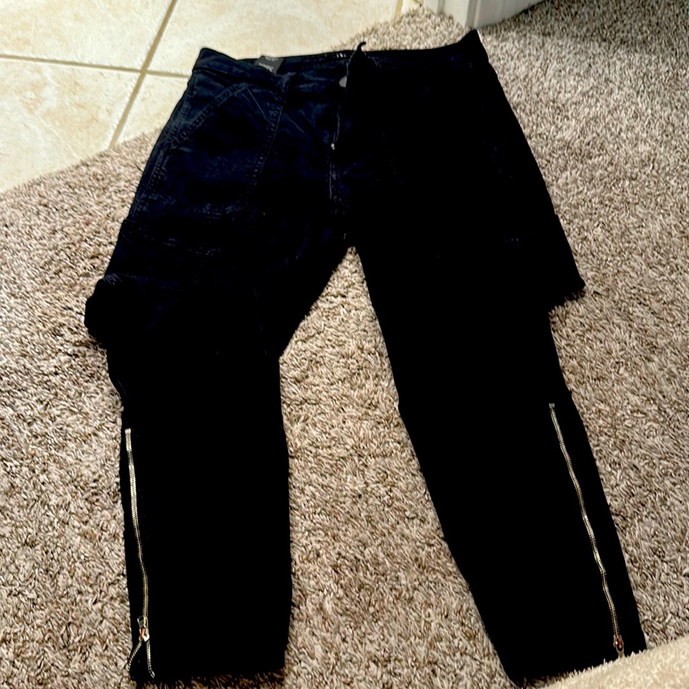 J Brand cargo pants with zippered ankles.
